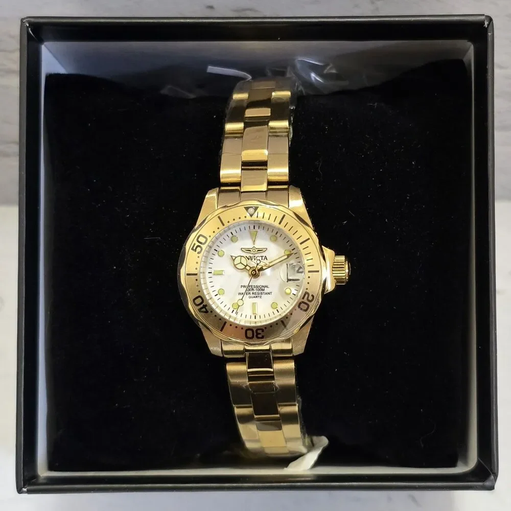 Invicta Gold Tone Women's Bracelet Watch with White Dial